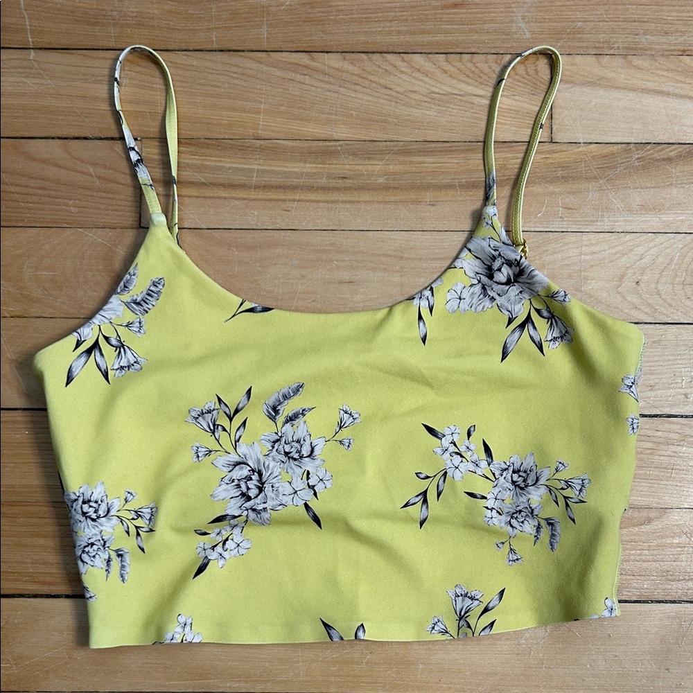Spiritual Gangster Yellow Sport Bra with Floral design
